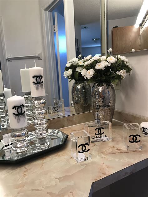 chanel themed bedroom|Chanel inspired bathroom decor.